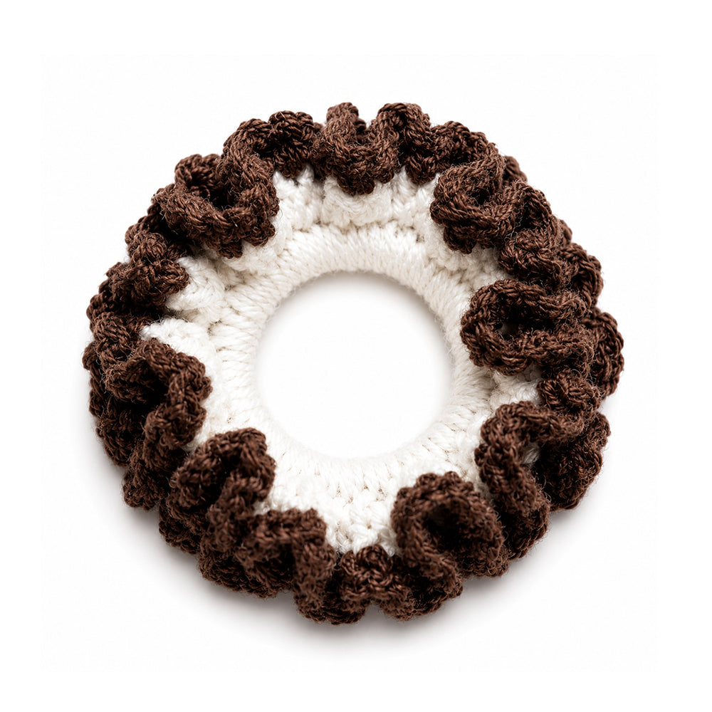 Scrunchie | Chocolate Brown & Ivory Cream
