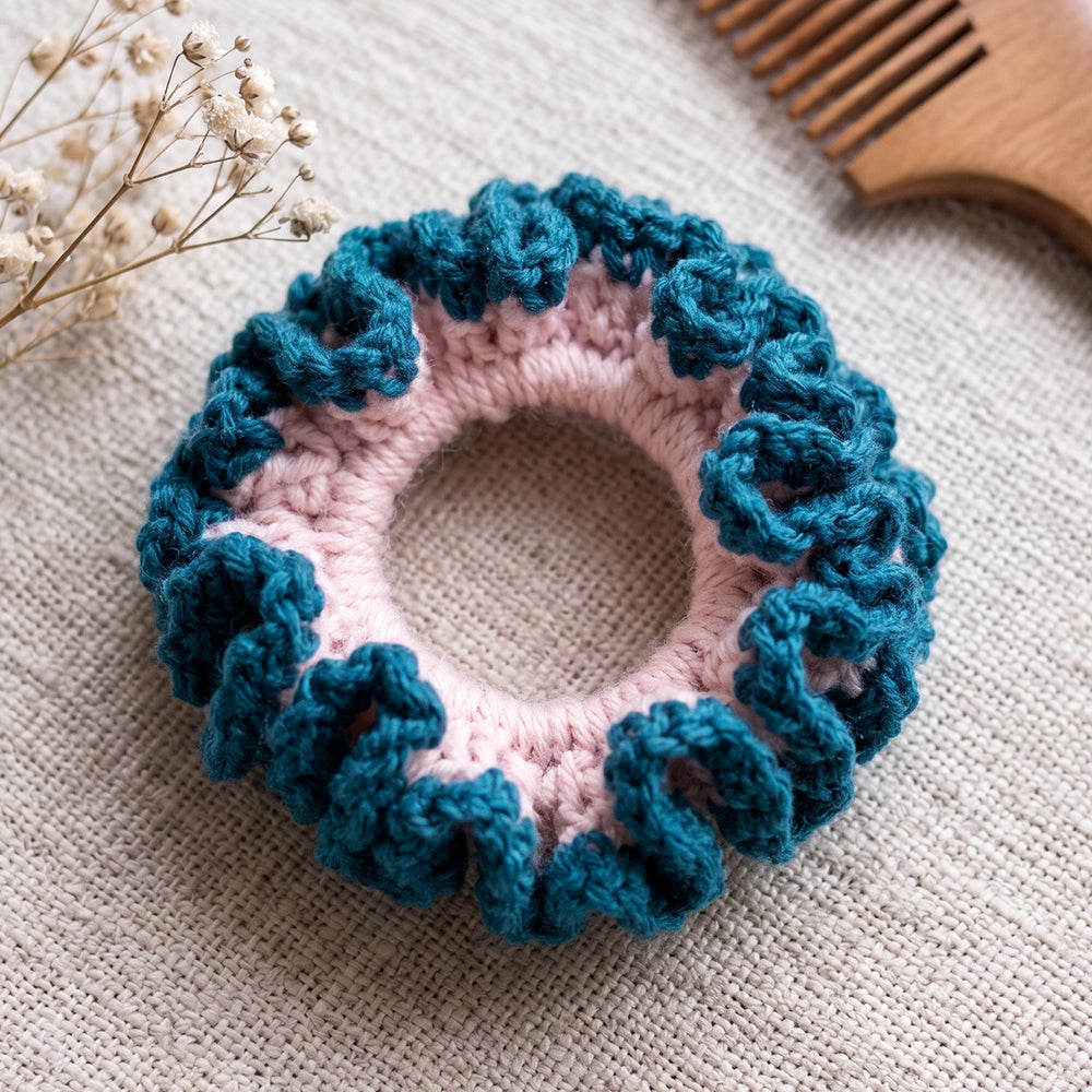 Scrunchie | Peacock Teal & Blush Pink