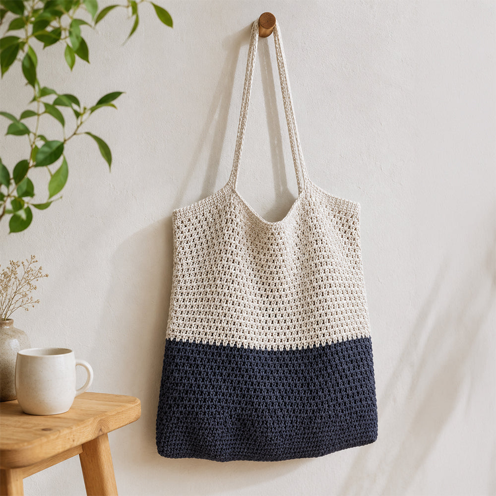Two-Tone Crochet Tote Bag