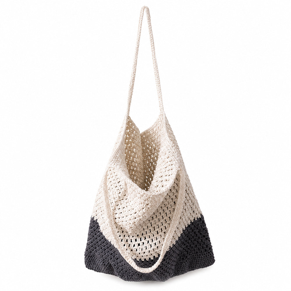 Two-Tone Crochet Tote Bag