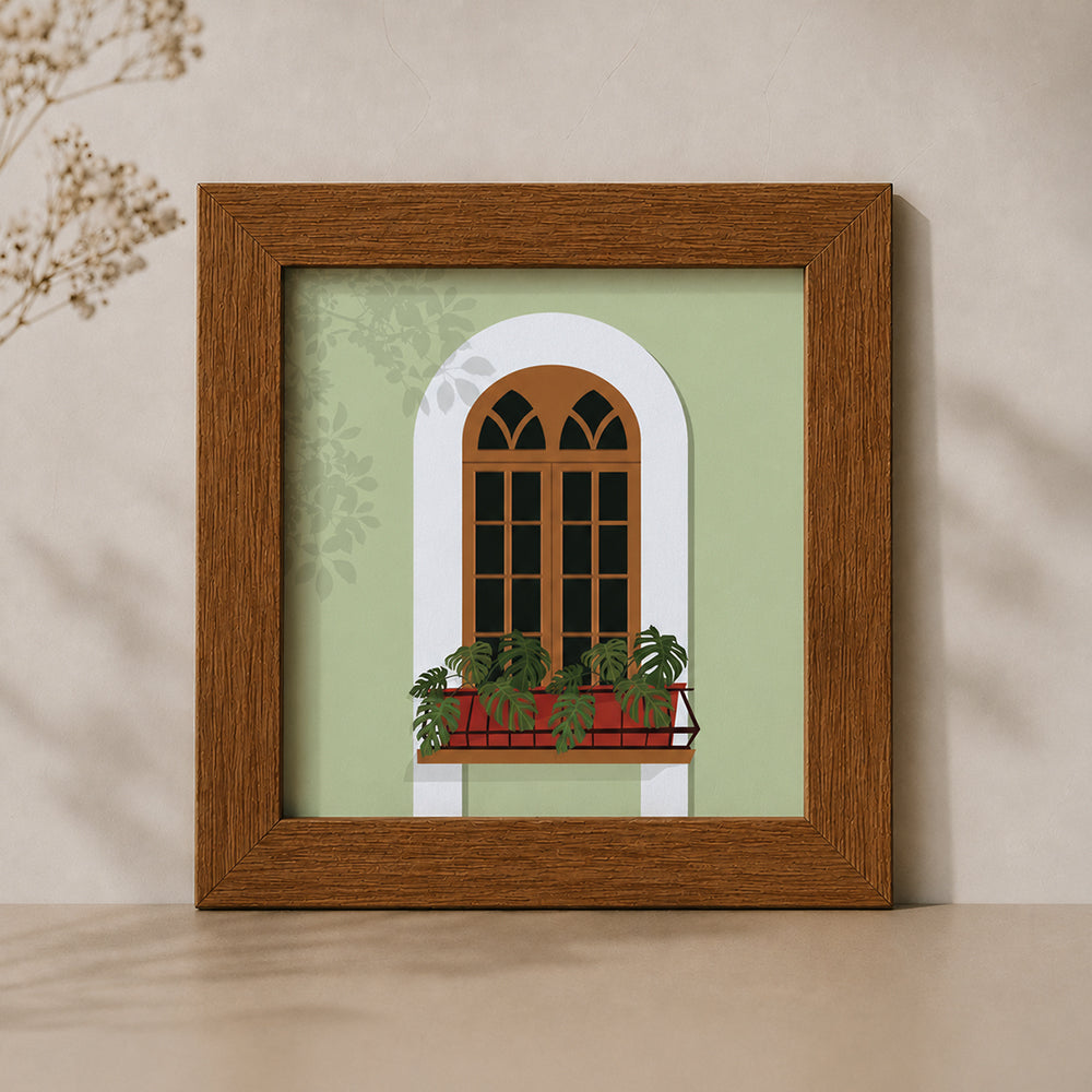 Arched Window with Planters